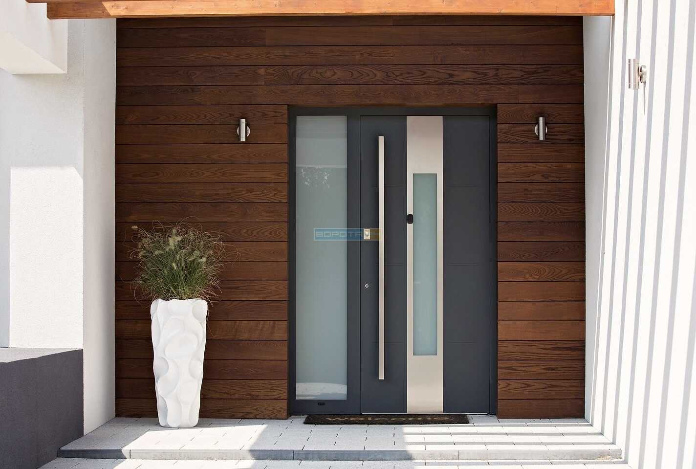 Приклади фотографії дверей до приватного заміського будинку - зовнішні теплі алюмінієві вхідні двері Wisniowski Ужгород