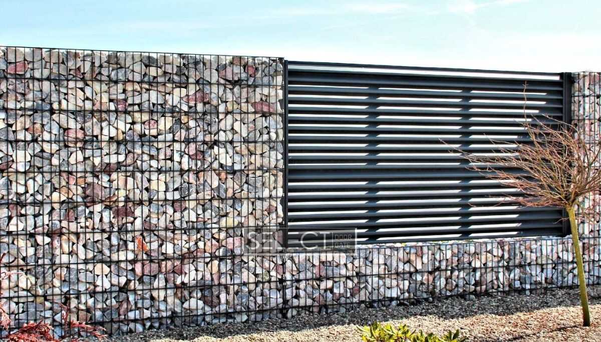 Забор из камня и секций металлических жалюзи, ранчо - производитель завод селект серия габион